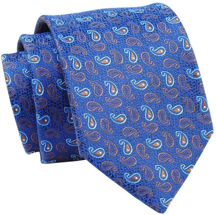 Krawat Niebieski, Paisley, Łezki, 7 cm, Elegancki, Klasyczny, Męski -ALTIES KRALTS0646