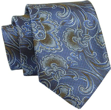 Krawat Niebieski, Wzór Orientalny, 7 cm, Elegancki, Klasyczny, Męski -ALTIES KRALTS0644