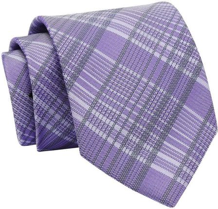 Krawat Fioletowy w Kratkę, Elegancki, 7cm, Klasyczny, Męski -ALTIES KRALTS0609