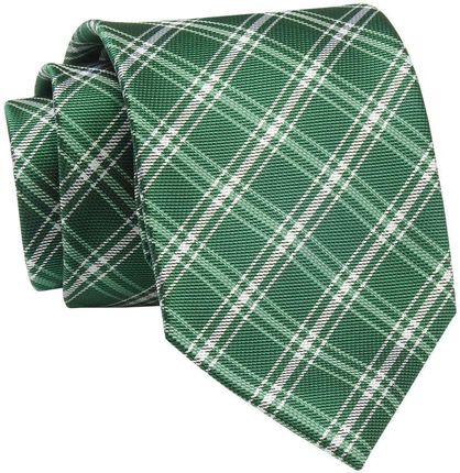 Krawat Zielony, Butelkowy w Kratkę, Elegancki, 7cm, Klasyczny, Męski -ALTIES KRALTS0607