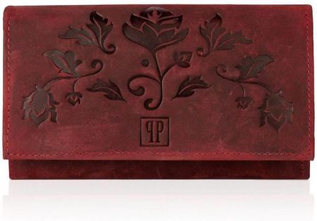 Duży portfel damski czerwony skórzany