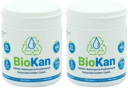 BioKan - 104 szt. Tabletek z Bakteriami do Przydomowych Oczyszczalni Ścieków i Szamb (2 opak. x 52 szt.)
