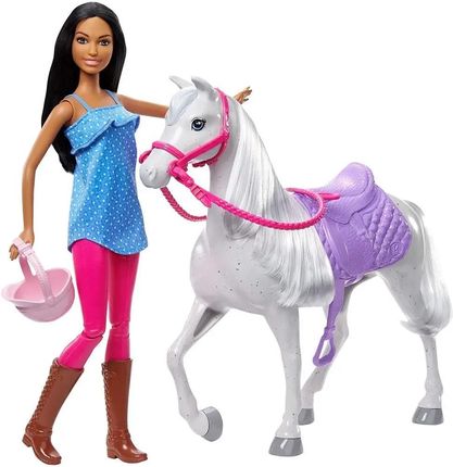 Barbie Lalka Brunetka + Koń Podstawowy HCJ53