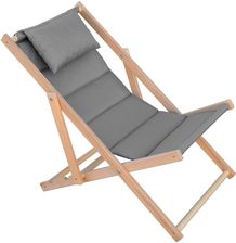 Zdjęcie Saska Garden Leżak Drewniany Classic Soft Z Zagłówkiem Stalowy - Maków Mazowiecki