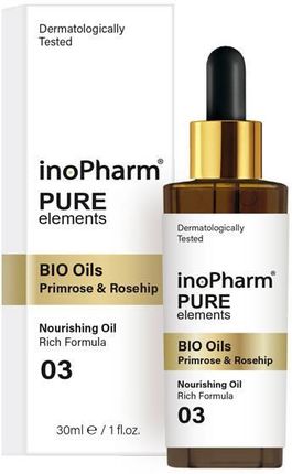 Inopharm Pure Elements Bio Oils Primrose&Rosehip Serum Do Twarzy I Szyi Z Bioolejkami Wiesiołek&Dzika Róża 30 ml