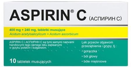Inpharm Aspirin C, 400 Mg + 240 Mg, 20 Tabl. Musujące