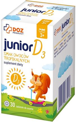 Doz Product Junior D3 Smak Owoców Tropikalnych 30 Tabl. do ssania