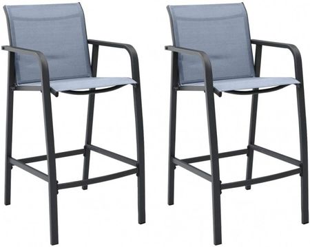 Ogrodowe Krzesła Barowe 2Szt. Szare Tworzywo Textilene Kod: V-48118 +