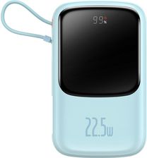 BASEUS 10000mAh wbudowany kabel USB Typu C 22.5W QC SCP AFC FCP Niebieski