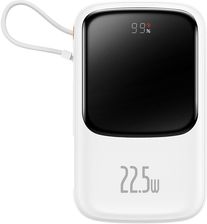 BASEUS 10000mAh wbudowany kabel USB Typu C 22.5W QC SCP AFC FCP Biały