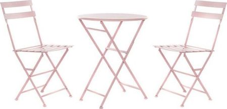 Dkd Home Decor Zestaw Stołowy Z 2 Krzesłami Różowy Metal 3Szt. (S3012883)