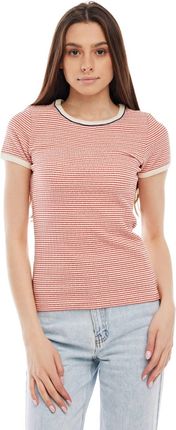 LEE STRIPED RIBBED TEE AURORA RED L44SPFNV