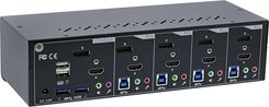 Inline Kvm Desktop Switch 4-Fach Dual Monitor Displayport+ Hdmi 4K Usb 3.0 - (62644I)