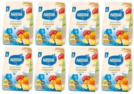Nestle Kaszka mleczno-ryżowa 5 Owoców dla niemowląt po 9 Miesiącu 8x230g