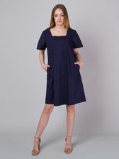 Zdjęcie Granatowa sukienka oversize z ozdobnymi rękawami - Łapy