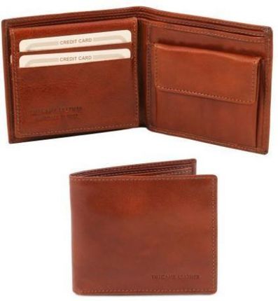 Tuscany Leather Ekskluzywny 3-krotnie składany skórzany portfel męski , kolor brązowy TL141377