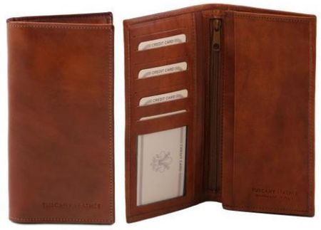 Tuscany Leather Ekskluzywny portfel skórzany dla mężczyzn - 2-krotnie składany , kolor brązowy TL140777
