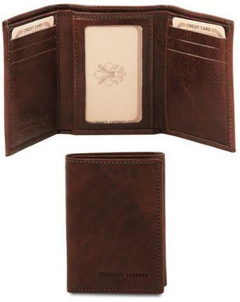 Tuscany Leather Ekskluzywny skórzany portfel - 3-krotnie składany , kolor ciemny brąz TL140801