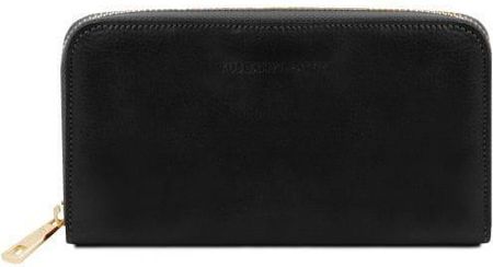 Tuscany Leather Ekskluzywny skórzany portfel dla kobiet z zamkiem , kolor czarny TL141206
