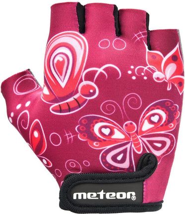 Rękawiczki rowerowe Meteor Kids XS Butterflies różowy