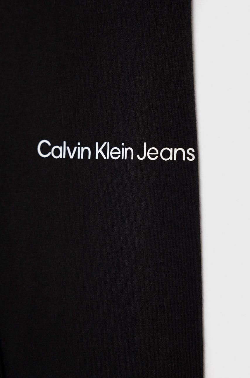 Calvin Klein Jeans legginsy dziecięce kolor czarny z nadrukiem