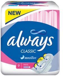 Always Classic Maxi Sensitive Podpaski higieniczne 9szt