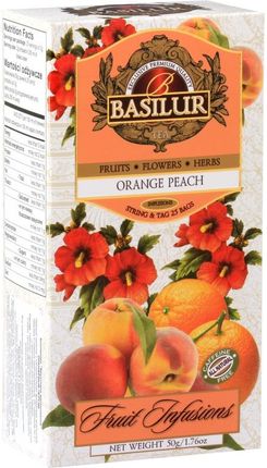 Basilur Orange Peach Napar Owocowy Herbata Susz Brzoskwinia Pomarańcza Ekspresowa 25 x 2g Bez Kofeiny