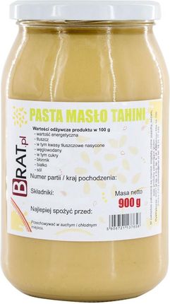 Brat Tahini Masło 100% Naturalna Pasta Sezamowa 900g Produkt Naturalny