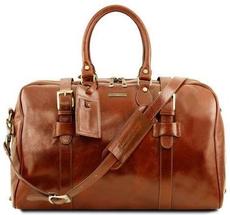 Tuscany Leather TL Voyager - skórzana torba podróżna z paskami - rozmiar S , kolor miodowy TL141249