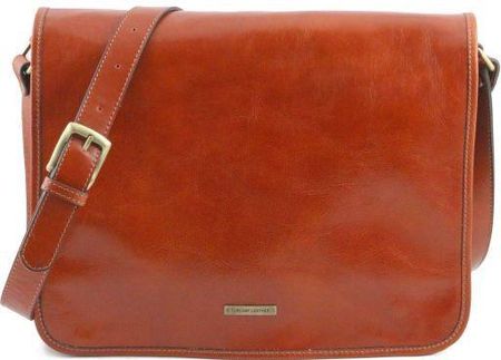 Tuscany Leather TL Messenger - skórzana torba na ramię 2-komorowa - rozmiar L , kolor miodowy TL141254