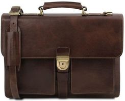 Tuscany Leather Assisi - Skórzana teczka 3 przegrody , kolor ciemny brąz TL141825