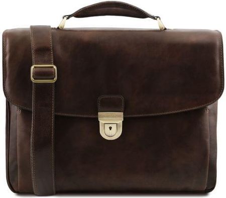 Tuscany Leather Alessandria - wielofunkcyjna skórzana torba na laptop, kolor ciemnobrązowy TL142067