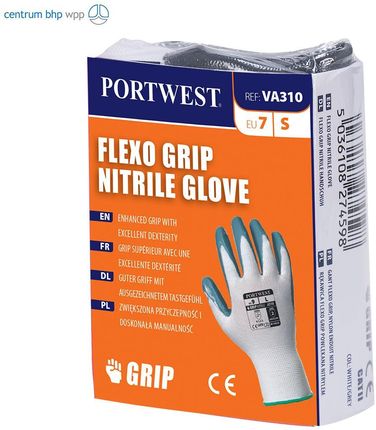 Portwest Va310 Rękawica Nitrylowa Grip Flexo Do Urządzeń Wydających; Biały/Szary