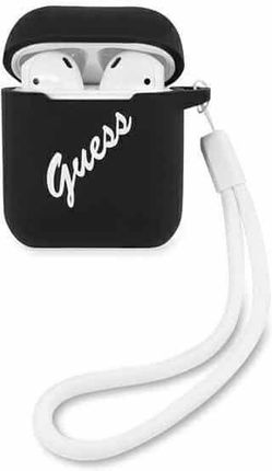 Guess Etui Airpods 1/2 Cover Czarno Biały/Black White Silicone Vintage (Guaca2Lsvsbw)