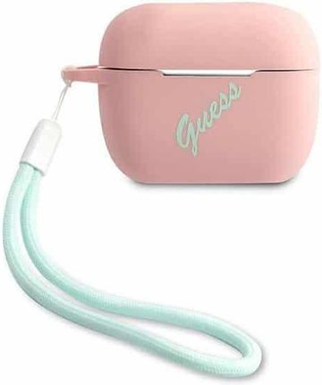 Guess Etui Airpods Pro Cover Różowo Zielony/Pink Green Silicone Vintage (Guacaplsvspg)