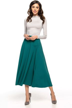 Piękna rozkloszowana spódnica do połowy łydki w stylu lat 50-tych (Szmaragdowy, XL)
