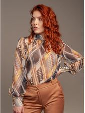 Zdjęcie Luźna brązowa bluzka w geometryczne wzory - Marki