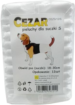 Cezar Pieluchy Pampersy Dla Psa Suczki 12 S 18-30