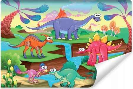 Muralo Fototapeta Kolorowe Dinozaury Dla Dzieci 135x90