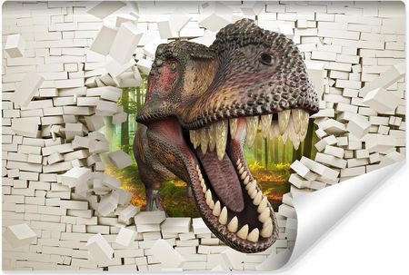 Muralo Fototapeta Dinozaur Biała Cegła Mur Dekor 315x210