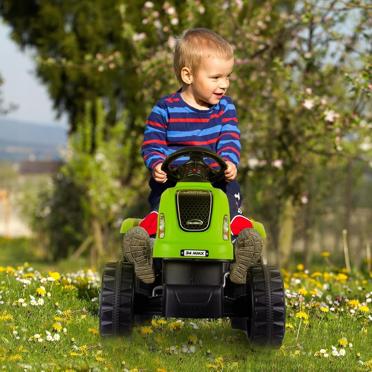 Malplay Duży Traktor Traktorek Na Pedały Jeździk Z Przyczepką 143 Cm 50Kg Obciążenia