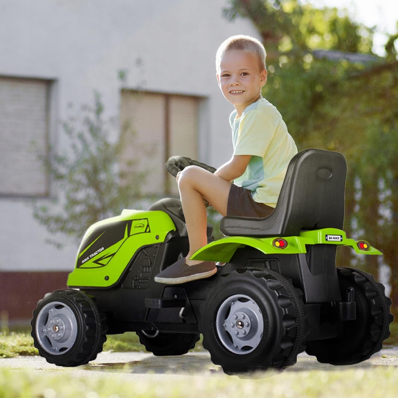 Malplay Duży Traktor Traktorek Na Pedały Jeździk Z Przyczepką 143 Cm 50Kg Obciążenia