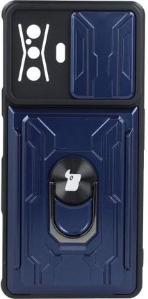 Etui Bizon Case CamShield Card Slot Ring Xiaomi Poco F4 GT, granatowe (40357)