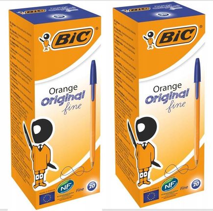 2X20 Bic Orange Fine Długopis Tradycyjny Niebieski