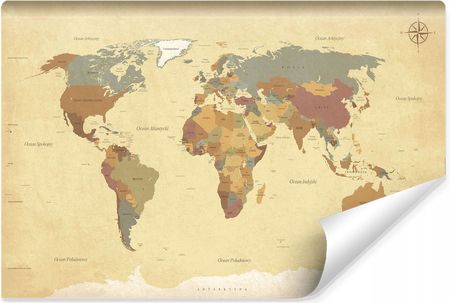 Muralo Fototapeta Mapa Polityczna Świata Vintage 270x180