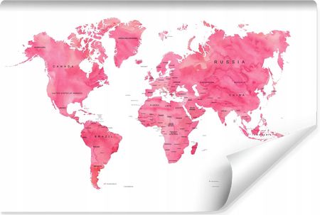 Muralo Fototapeta Różowa Mapa Świata 135x90