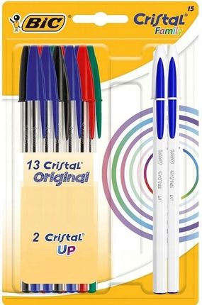 Długopisy Bic Cristal 15szt niebieski czarny kolor