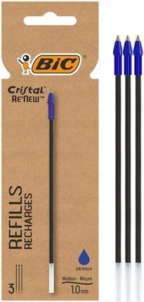 Wkłady do długopisów Bic Cristal Re'new blue 3x