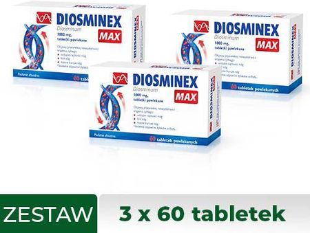 Zestaw 3x Diosminex Max 1000mg, 60 tabletek powlekanych