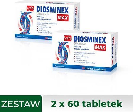 Zestaw 2x Diosminex Max 1000mg, 60 tabletek powlekanych 